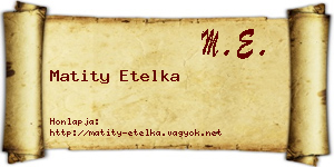 Matity Etelka névjegykártya
